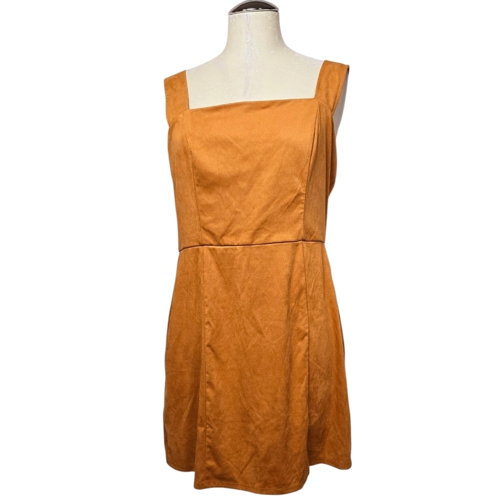 Francesca's Collections Mi Ami Faux Suede Square Neck Mini Dress XL